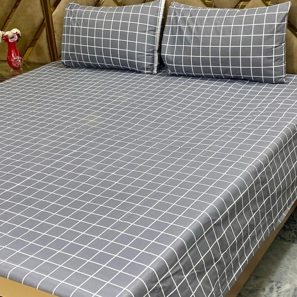 Grey Grid Comfort Bedsheet Set