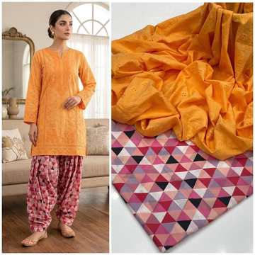 Classic Orange Printed Cotton Two-Piece