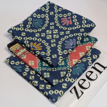 Stylish Blue Printed Unstitched Lawn Suit