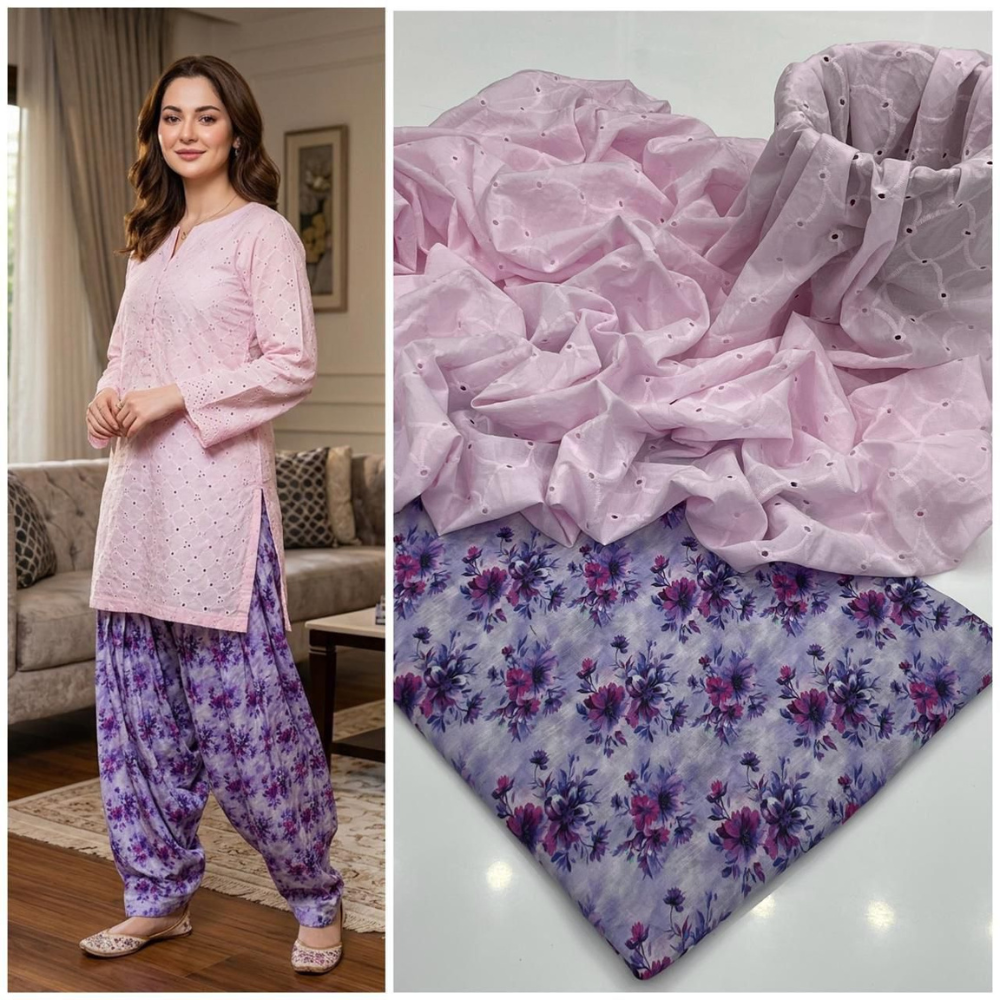 Graceful Pink Printed Cotton Two-Piece